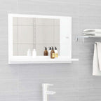 Espejo de baño contrachapada blanco brillo 100x10,5x37 cm