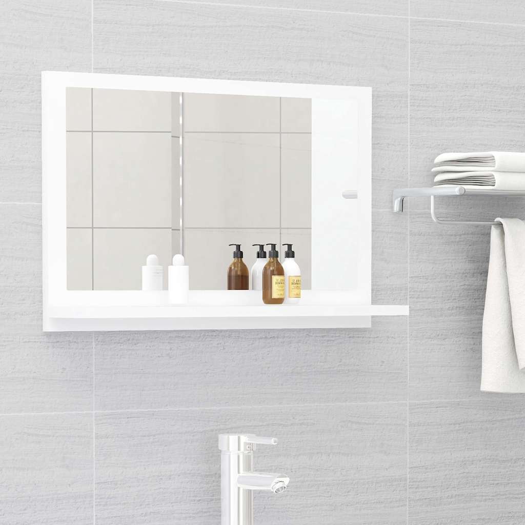 Espejo de baño contrachapada blanco brillo 100x10,5x37 cm