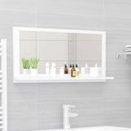 Espejo de baño contrachapada blanco brillo 100x10,5x37 cm