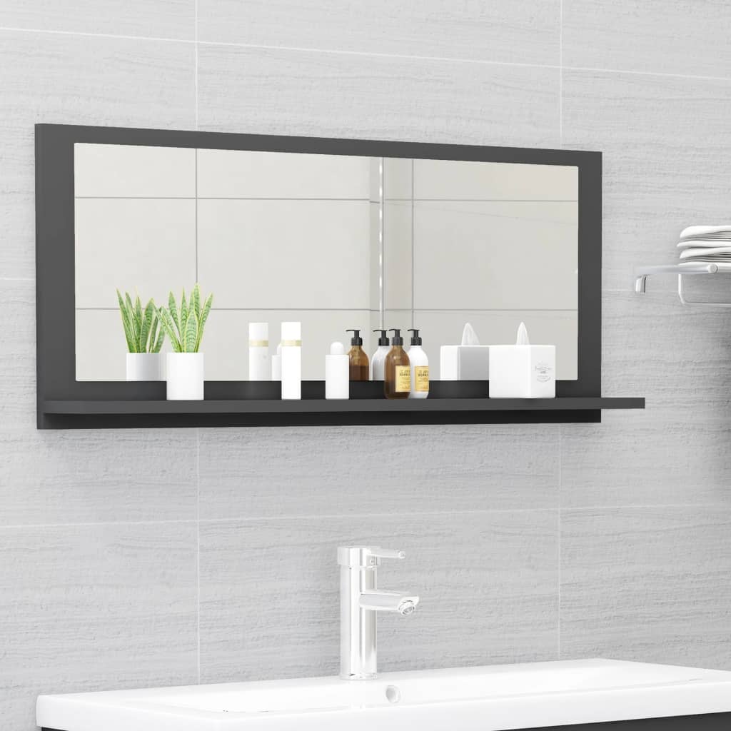 Espejo de baño contrachapada blanco brillo 100x10,5x37 cm