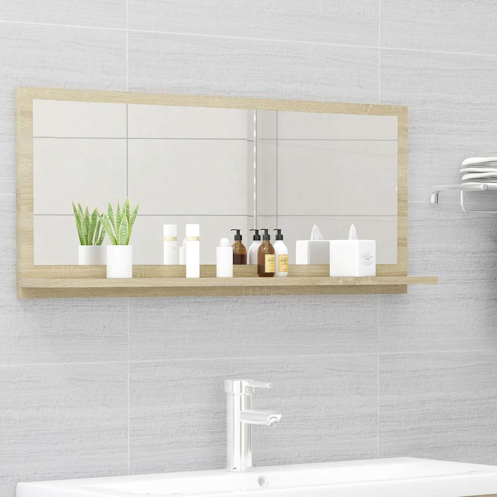Espejo de baño contrachapada blanco brillo 100x10,5x37 cm