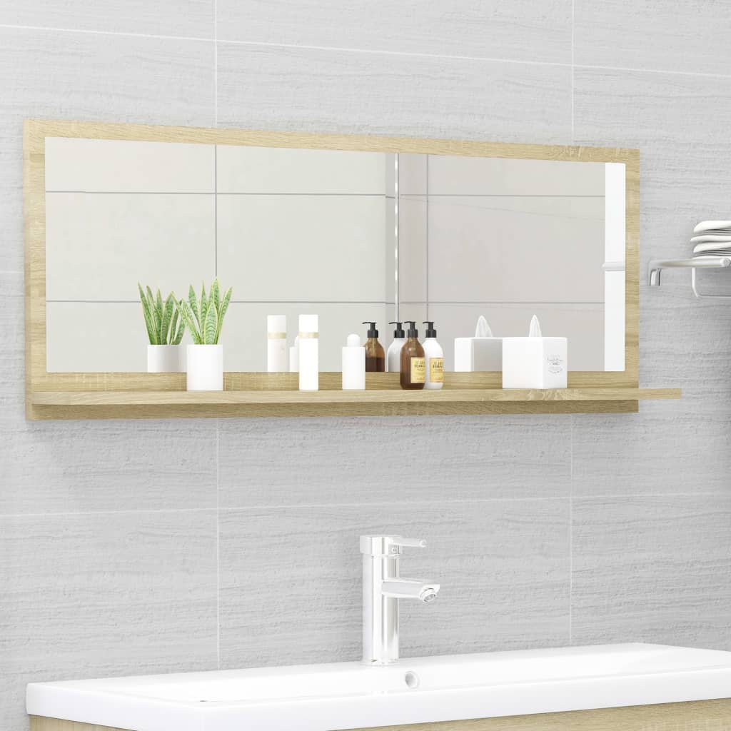Espejo de baño contrachapada blanco brillo 100x10,5x37 cm