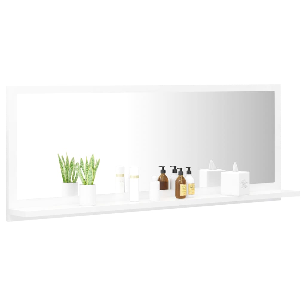 Espejo de baño contrachapada blanco brillo 100x10,5x37 cm