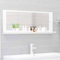 Espejo de baño contrachapada blanco brillo 100x10,5x37 cm