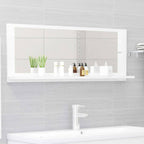 Espejo de baño contrachapada blanco brillo 100x10,5x37 cm