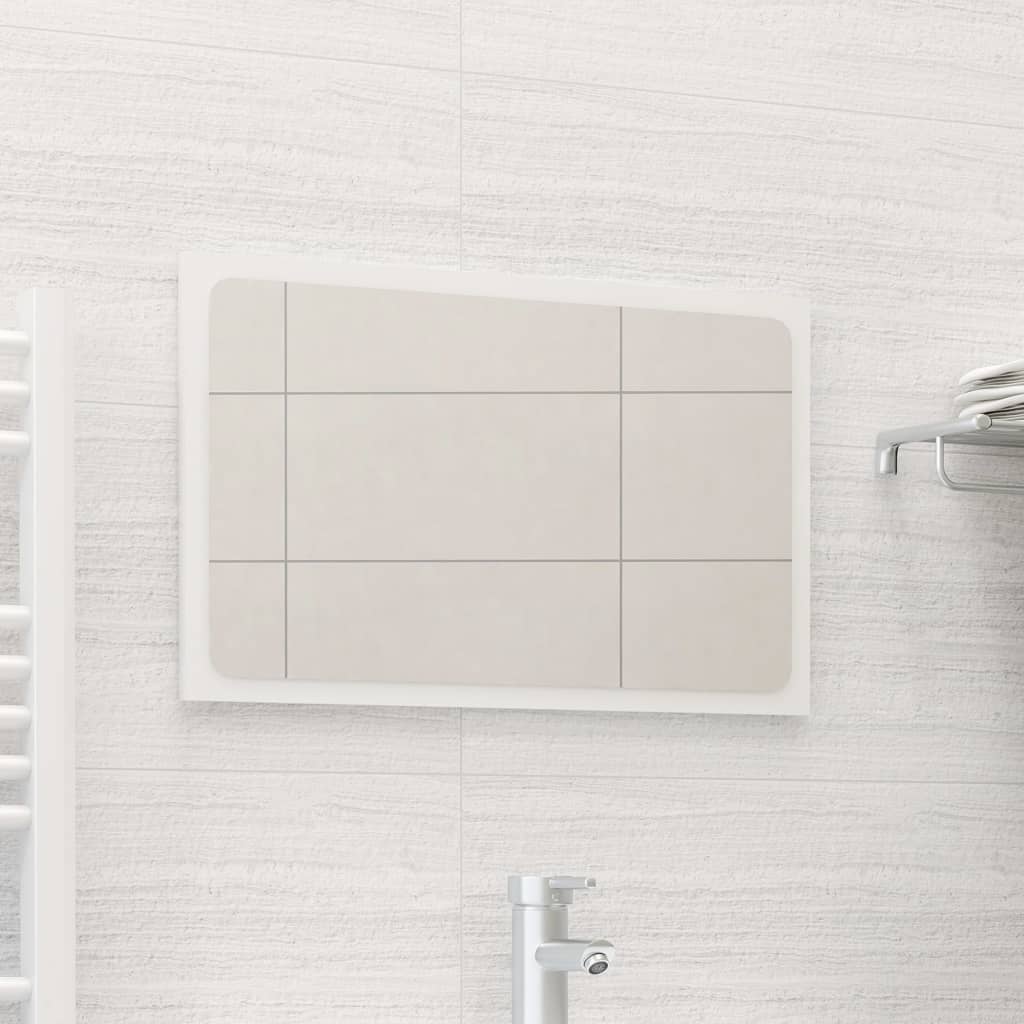 Espejo de baño contrachapada blanco brillo 100x10,5x37 cm