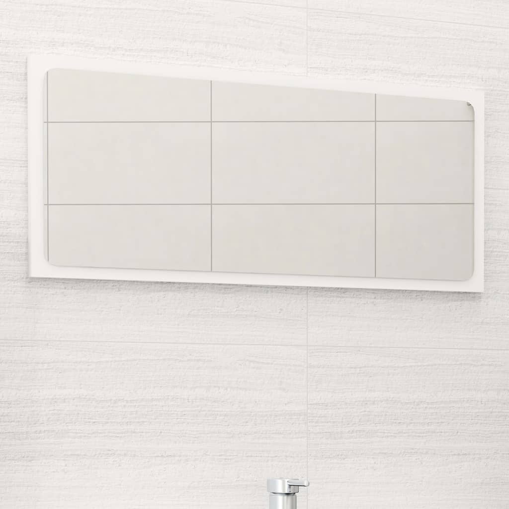 Espejo de baño contrachapada blanco brillo 100x10,5x37 cm