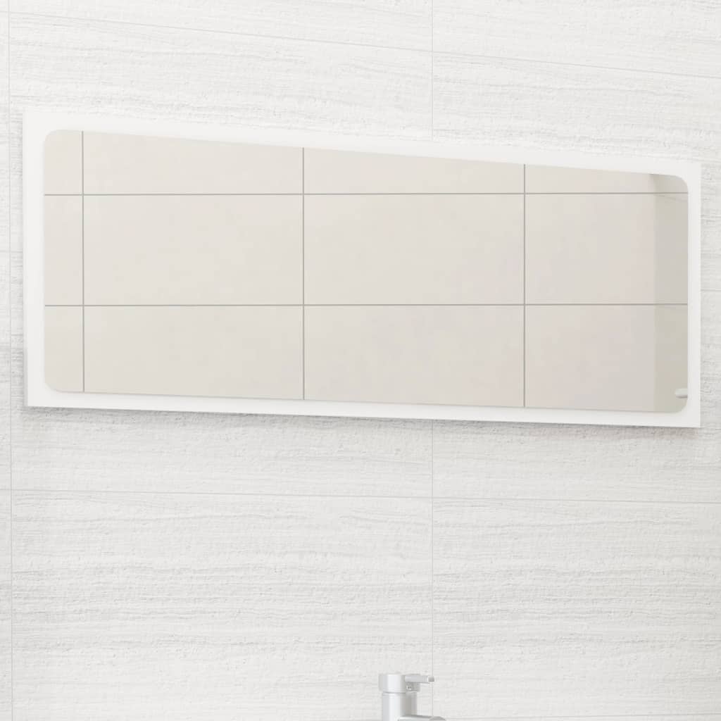 Espejo de baño contrachapada blanco brillo 100x10,5x37 cm