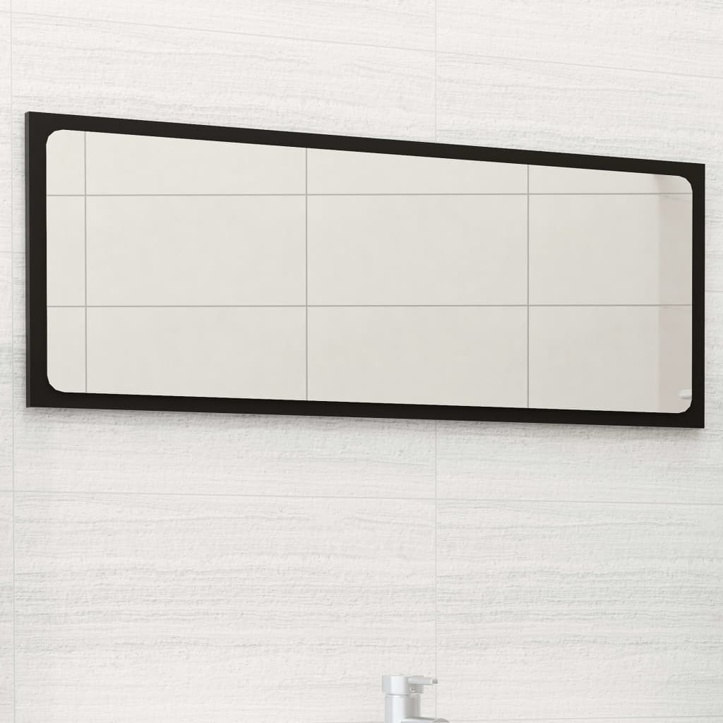 Espejo de baño madera contrachapada negro 100x1,5x37 cm
