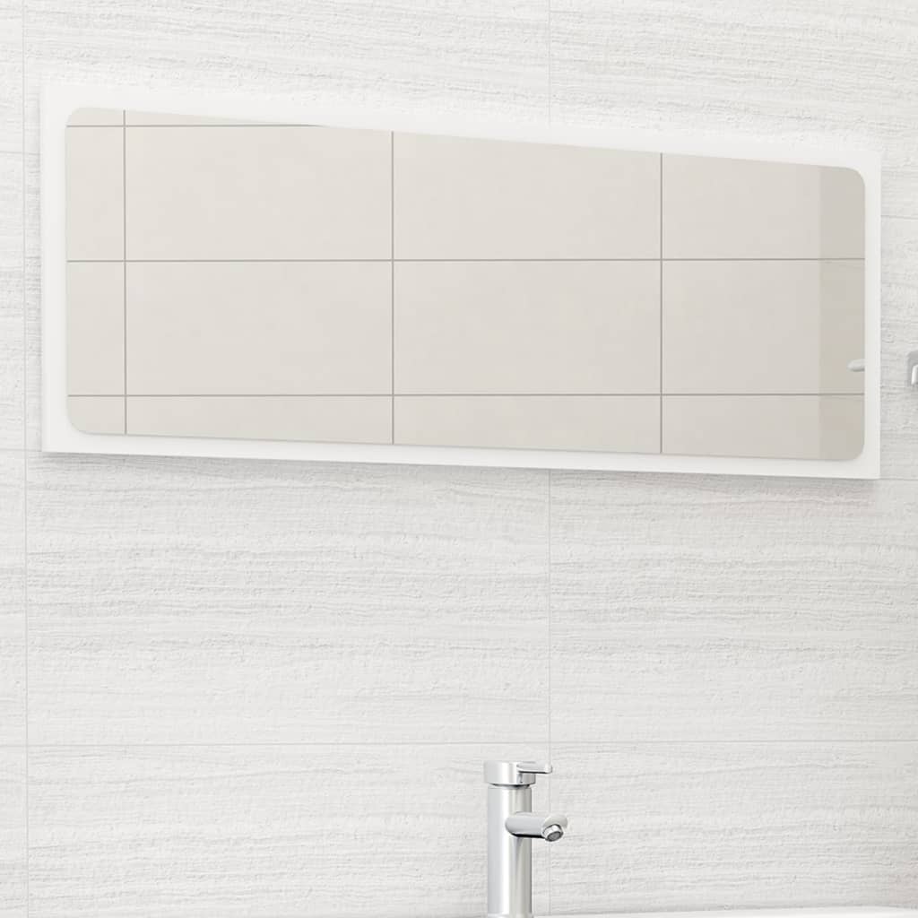 Espejo de baño contrachapada blanco brillo 100x10,5x37 cm