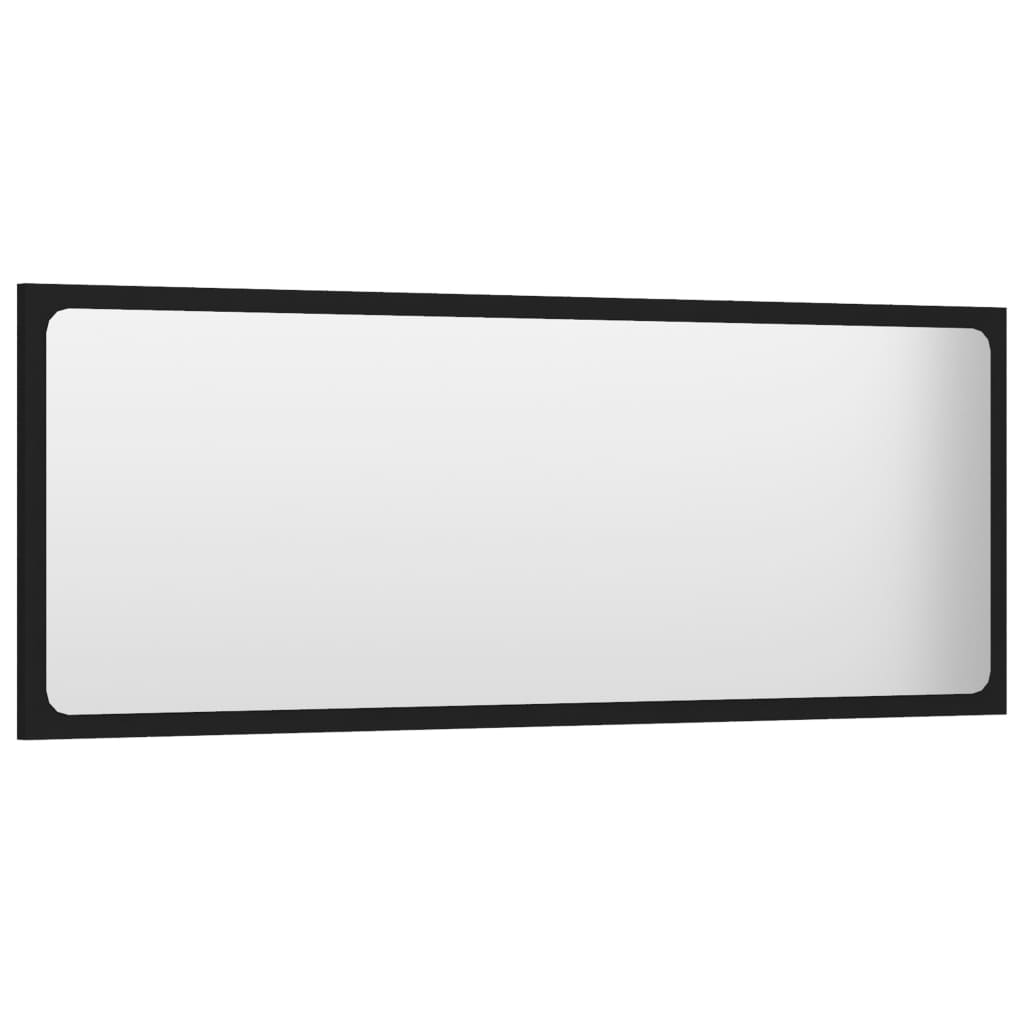 Espejo de baño madera contrachapada negro 100x1,5x37 cm