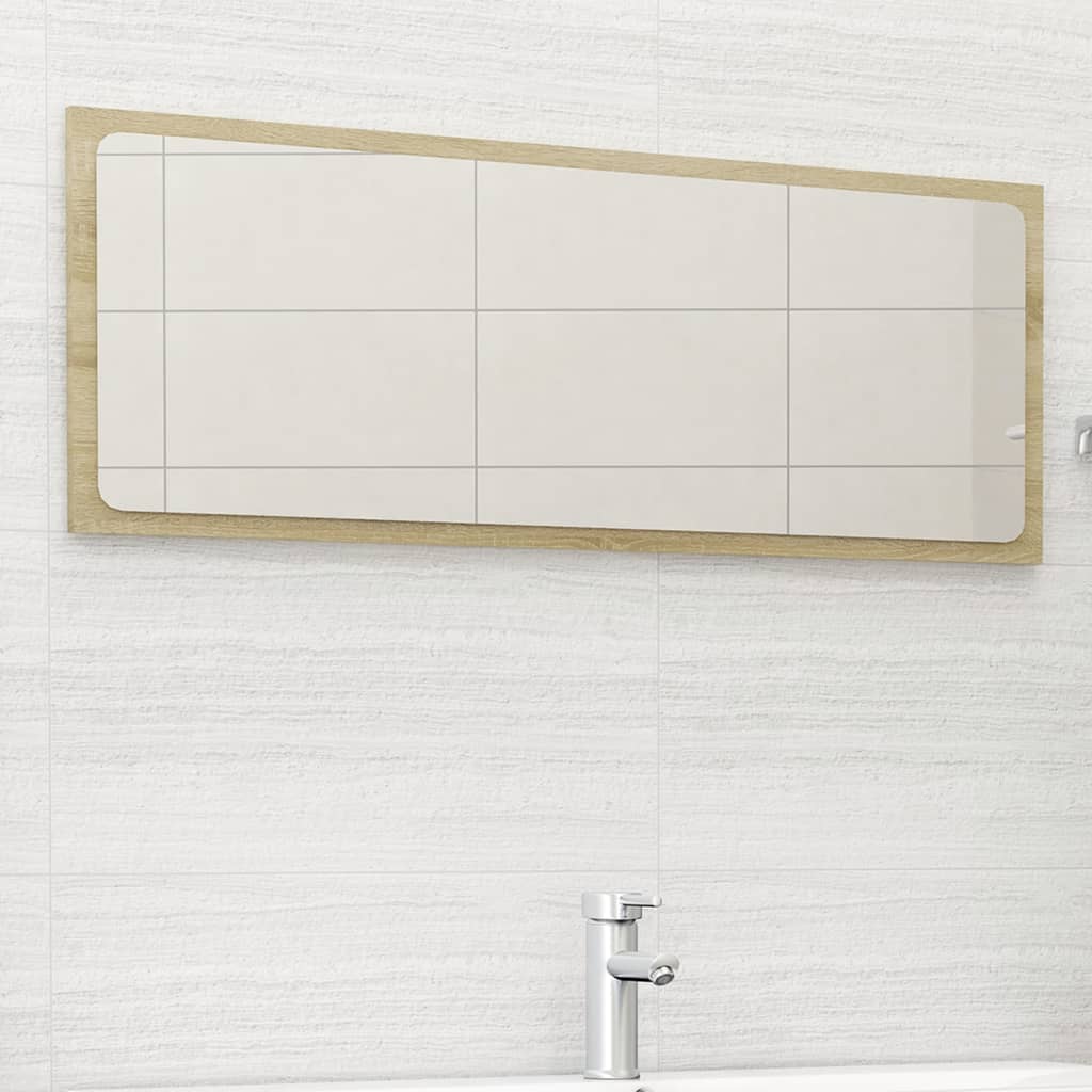 Espejo de baño contrachapada blanco brillo 100x10,5x37 cm