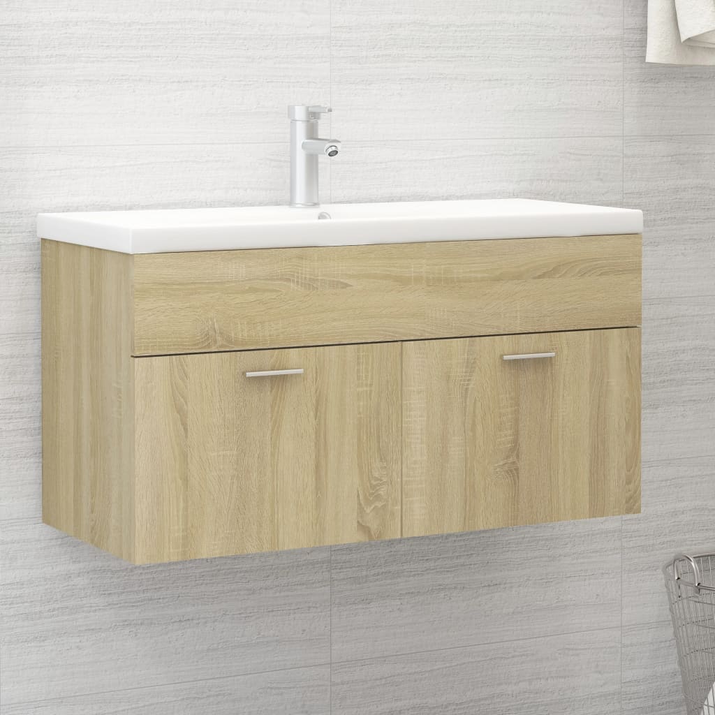 Armario lavabo madera contrachapada roble Sonoma 80x38,5x45cm