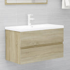 Armario lavabo madera contrachapada roble Sonoma 80x38,5x45cm