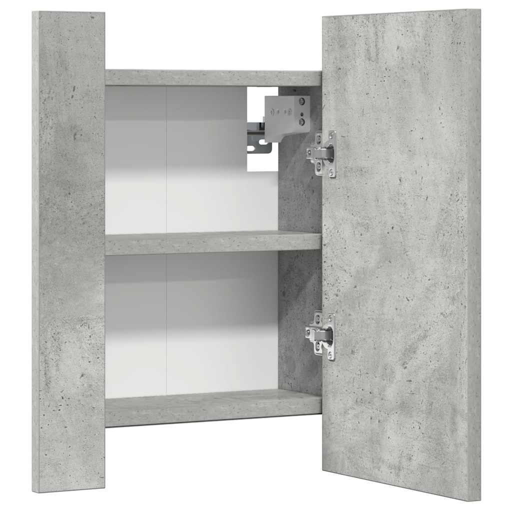 Armario espejo baño luz LED acrílico gris hormigón 40x12x45 cm