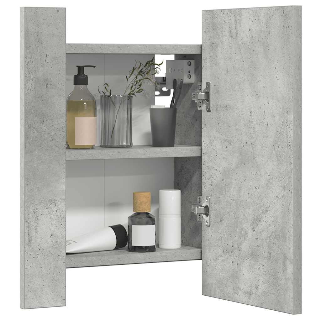 Armario espejo baño luz LED acrílico gris hormigón 40x12x45 cm