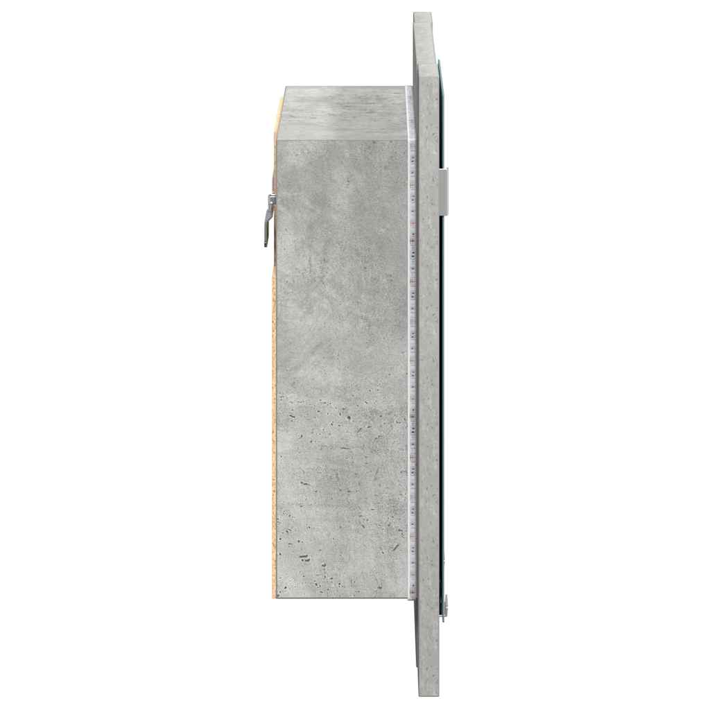 Armario espejo baño luz LED acrílico gris hormigón 40x12x45 cm