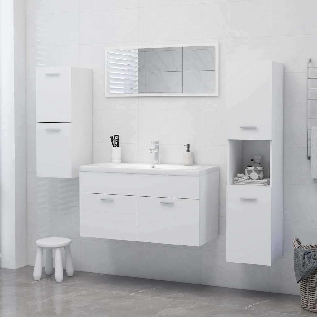 Armario de baño madera contrachapada blanco 30x30x130 cm