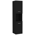 Armario de baño madera contrachapada negro 30x30x130 cm