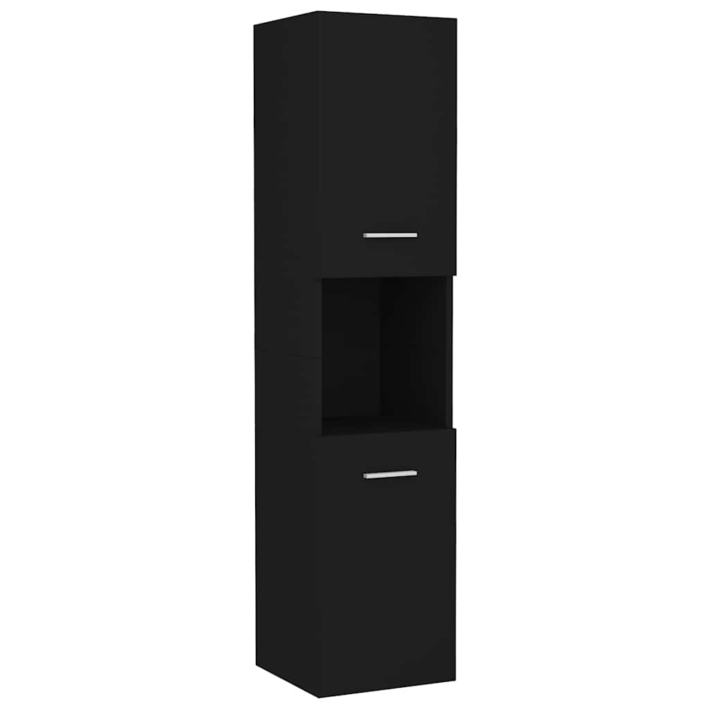 Armario de baño madera contrachapada negro 30x30x130 cm