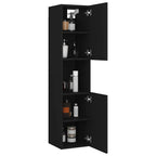 Armario de baño madera contrachapada negro 30x30x130 cm