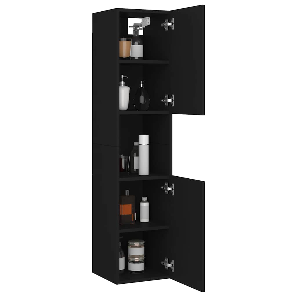 Armario de baño madera contrachapada negro 30x30x130 cm
