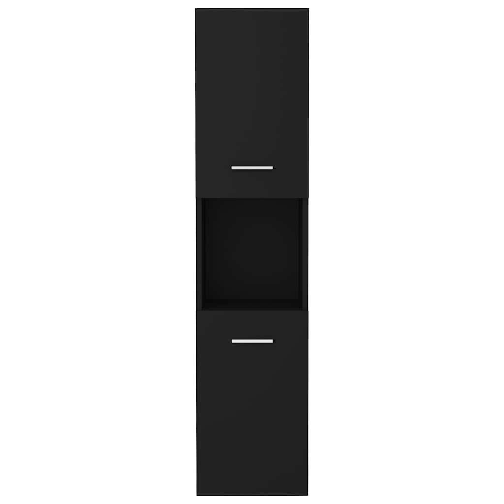 Armario de baño madera contrachapada negro 30x30x130 cm