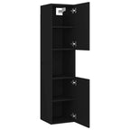 Armario de baño madera contrachapada negro 30x30x130 cm
