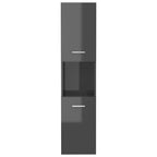 Armario de baño madera contrachapada gris brillo 30x30x130 cm