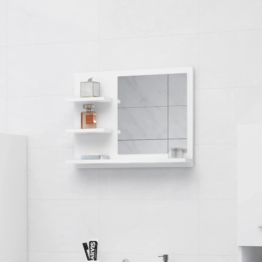 Espejo de baño contrachapada blanco brillo 100x10,5x37 cm