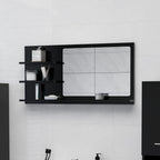 Espejo de baño madera contrachapada negro 100x1,5x37 cm