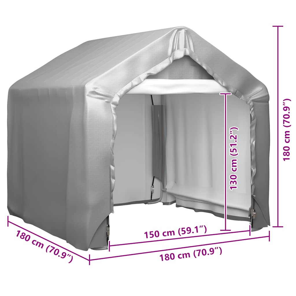 Carpa de almacenamiento acero galvanizado gris 180x180 cm