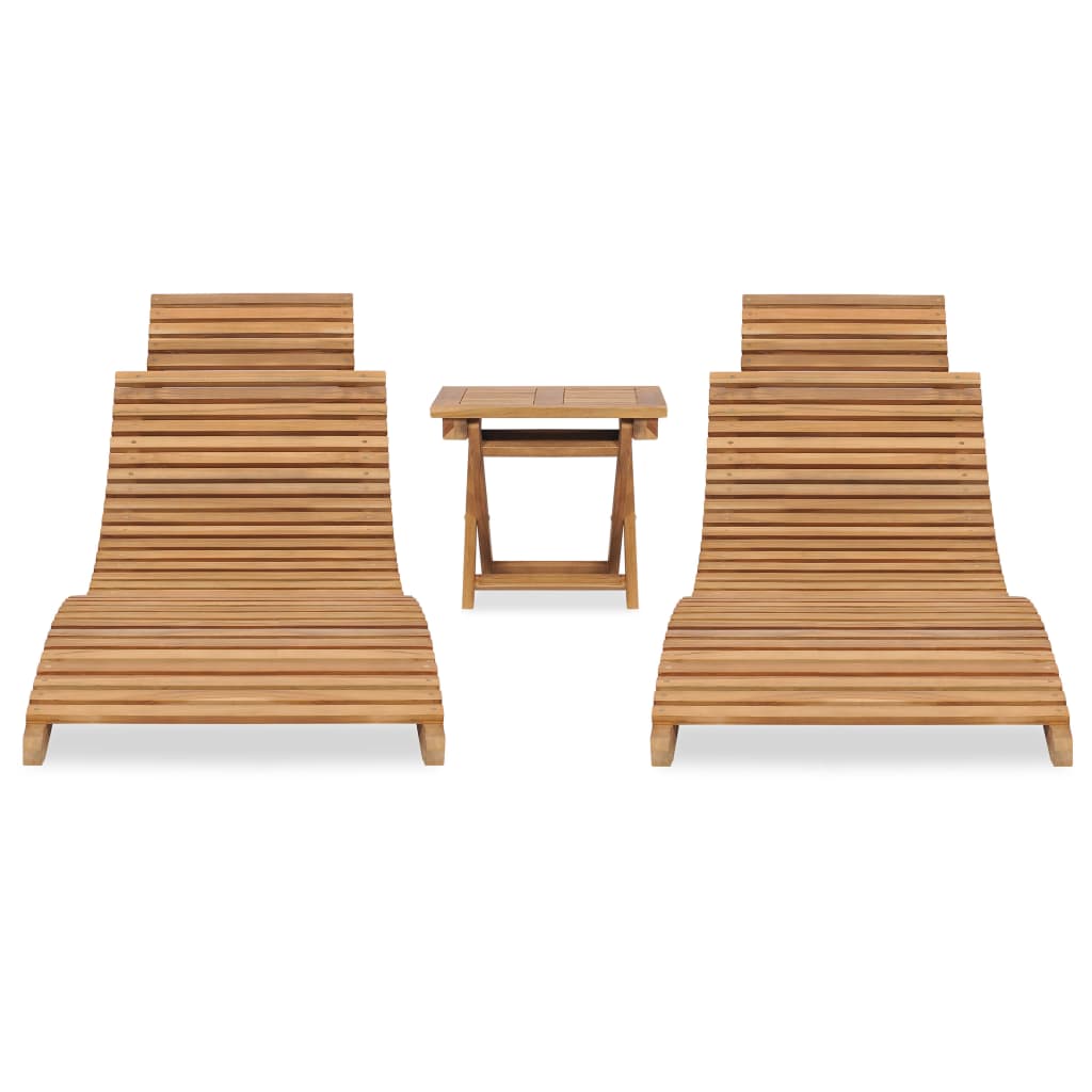 Mesa y sillas plegables para balcón 3 pzas madera maciza teca