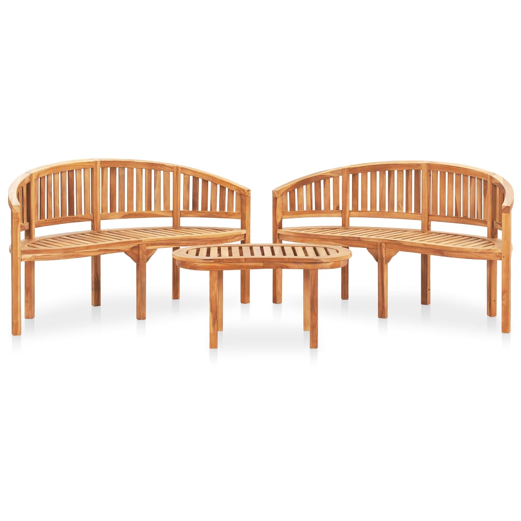Juego de muebles de jardín 3 piezas madera maciza de teca