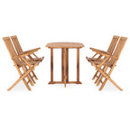 Set de comedor de jardín plegable 5 pzas madera maciza de teca