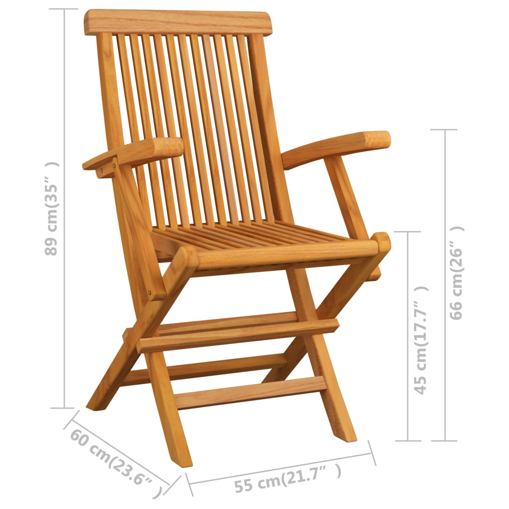 Set de comedor de jardín plegable 5 pzas madera maciza de teca