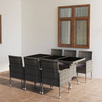 Set comedor de jardín 9 pzas y cojines madera maciza de acacia