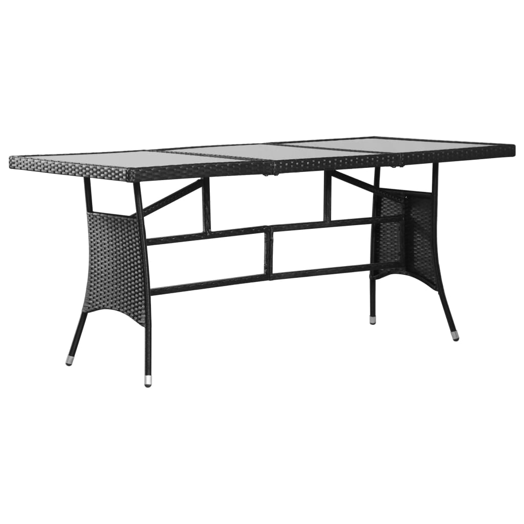 Juego de comedor de jardín 9 piezas ratán sintético negro