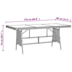 Juego de comedor de jardín 9 piezas ratán sintético negro