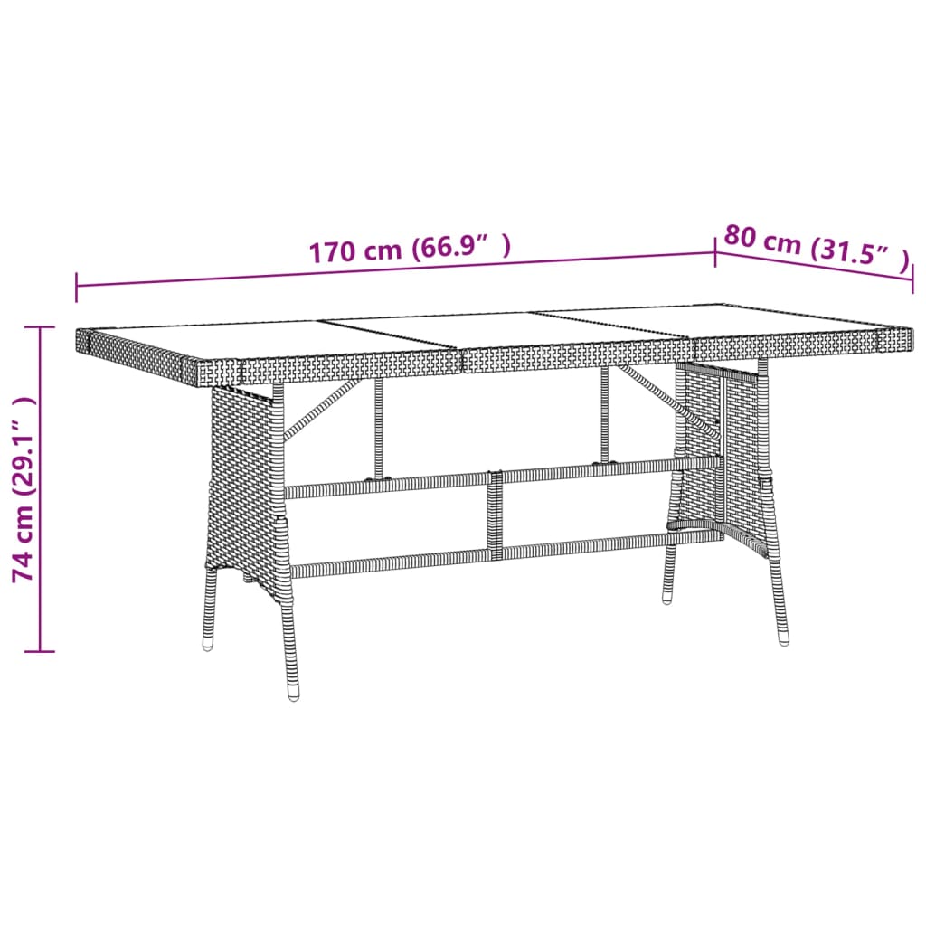 Juego de comedor de jardín 9 piezas ratán sintético negro