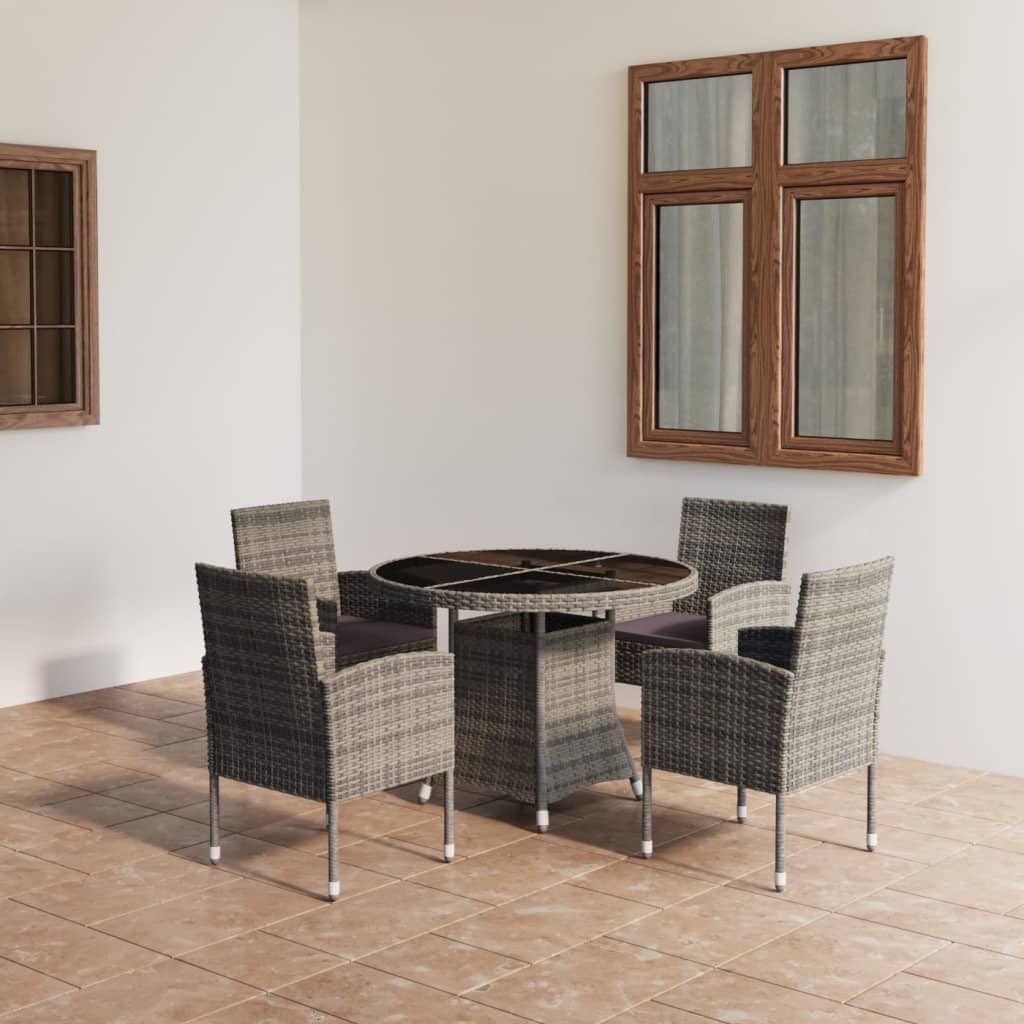 Set comedor de jardín 9 pzas y cojines madera maciza de acacia