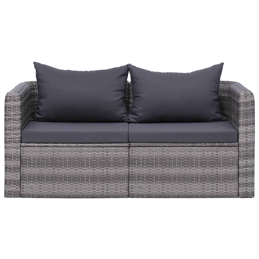 Set de muebles de jardín 10 pzas y cojines ratán sintético gris