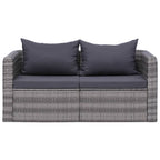 Set de muebles de jardín 10 pzas y cojines ratán sintético gris