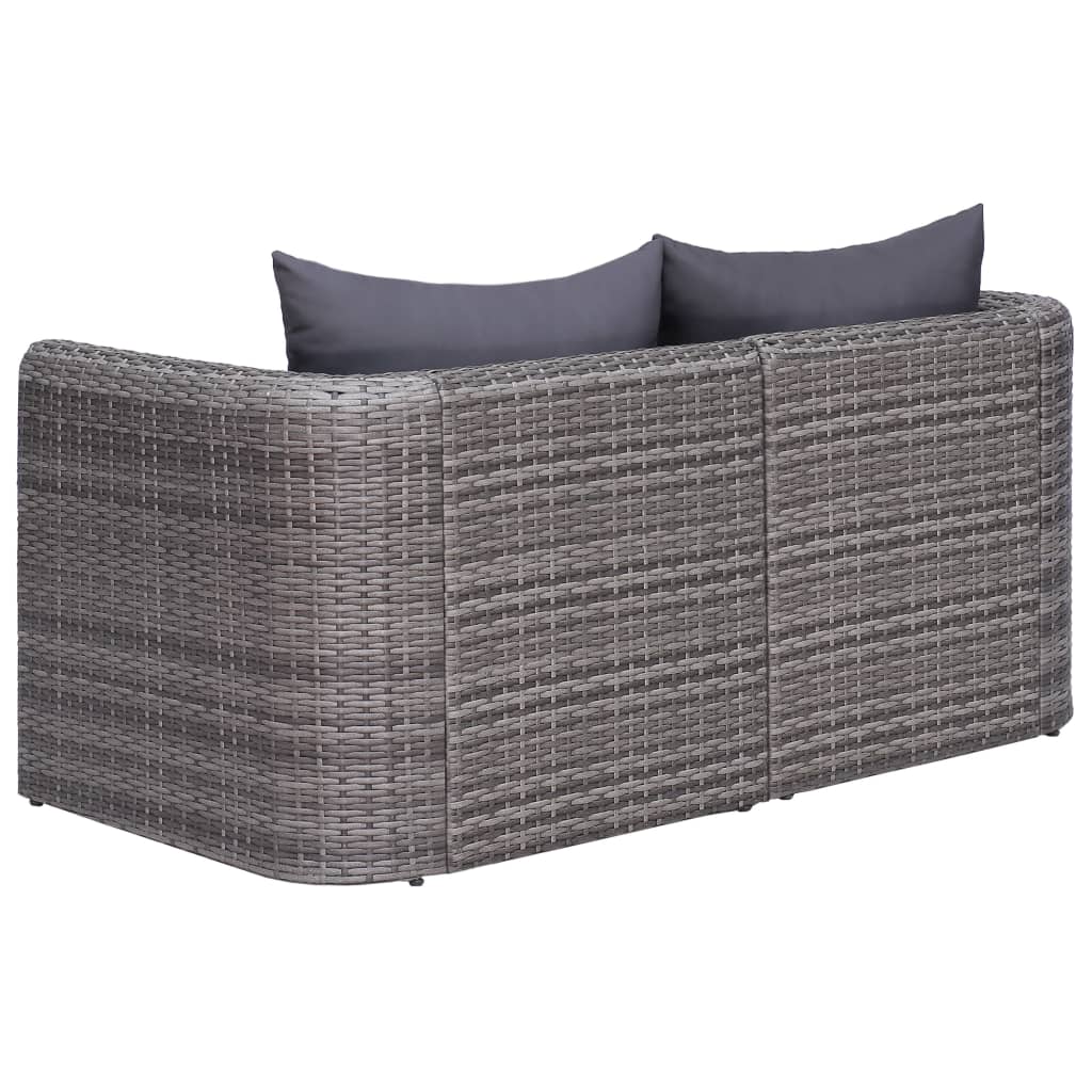 Set de muebles de jardín 10 pzas y cojines ratán sintético gris