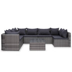 Set de muebles de jardín 10 pzas y cojines ratán sintético gris