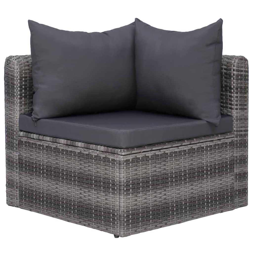 Set de muebles de jardín 10 pzas y cojines ratán sintético gris