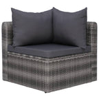 Set de muebles de jardín 10 pzas y cojines ratán sintético gris