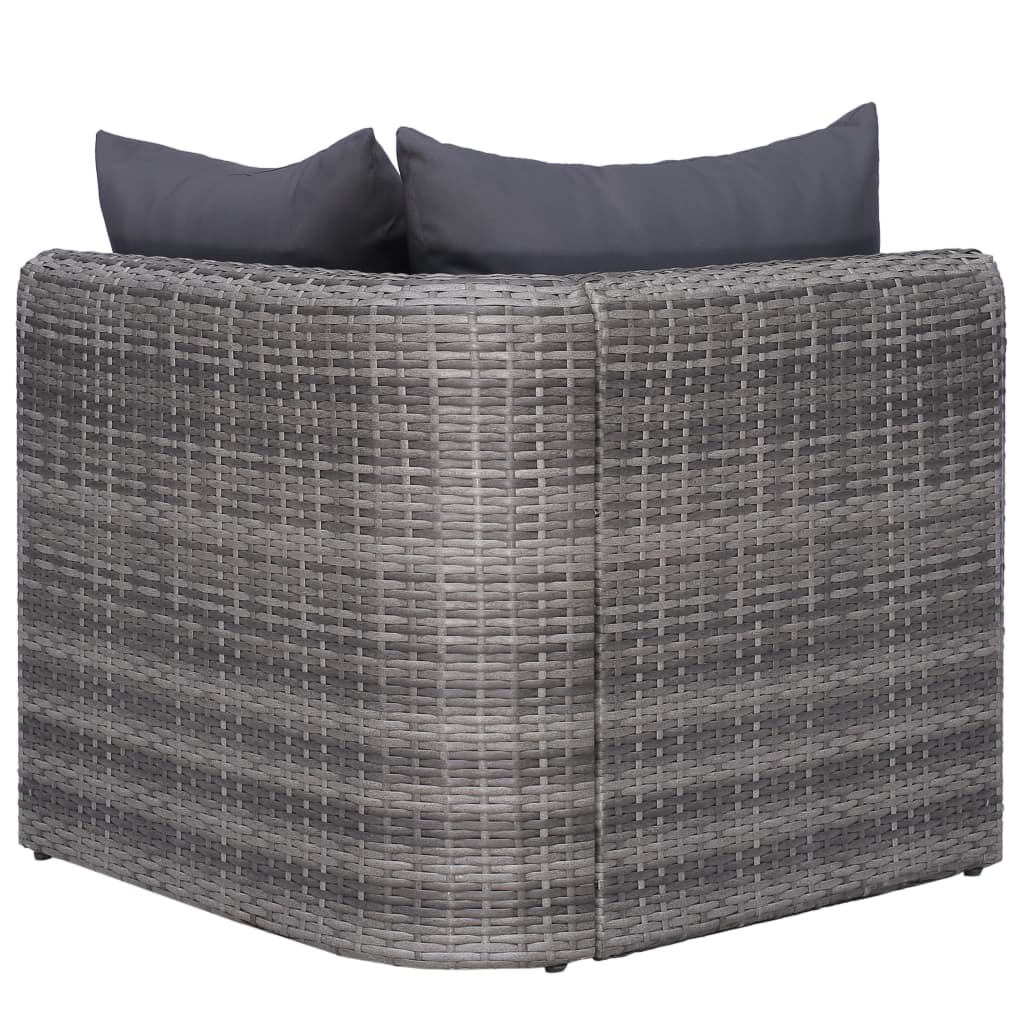 Set de muebles de jardín 10 pzas y cojines ratán sintético gris
