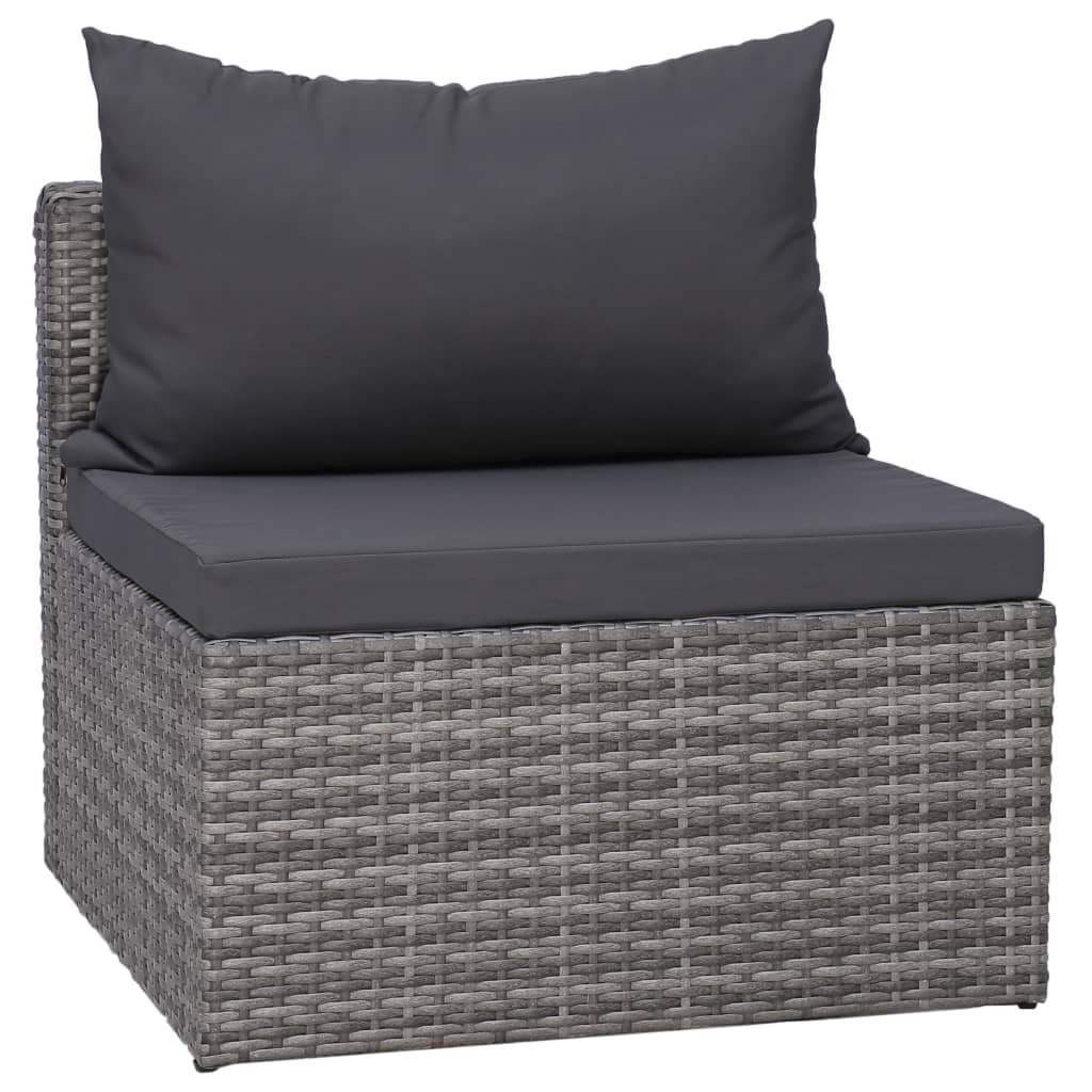 Set de muebles de jardín 10 pzas y cojines ratán sintético gris
