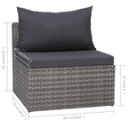 Set de muebles de jardín 10 pzas y cojines ratán sintético gris